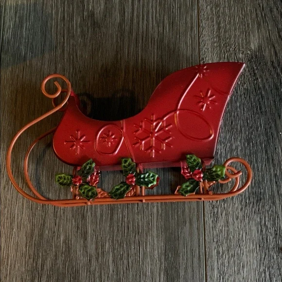 Metal Santa sleigh Christmas holiday decoration - Picture 2 of 4